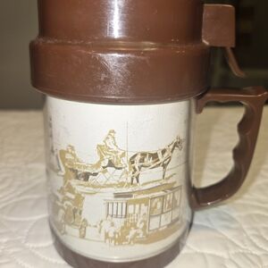 Vintage Thermo-Serv Vacuum-Sealing Plastic Travel Mug/Cup - 1970's